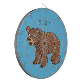 Cute bear with flower cartoon illustration dartscheibe (Vorderseite Links)