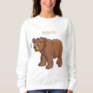Cute bear with flower cartoon illustration sweatshirt
