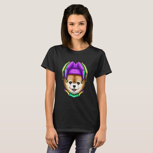 Cute Bear with Jester Hat for Mardi Gras T-Shirt (Vorne ganz)