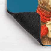 Cute Bear With Santa Hat Coffee Lover Funny Winter Mousepad (Ecke)
