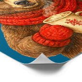 Cute Bear With Santa Hat Coffee Lover Funny Winter Poster (Ecke)