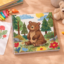Cute Bear Woodland Animal Kids Sketchbook Notizblock
