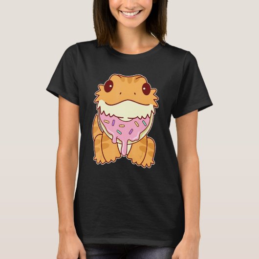 Cute Bearded Dragon With Doughnut T-Shirt (Vorderseite)