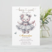 Cute bearly sweet girl birthday Invitation Einladung (Stehend Vorderseite)