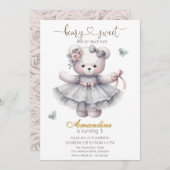 Cute bearly sweet girl birthday Invitation Einladung (Vorne/Hinten)