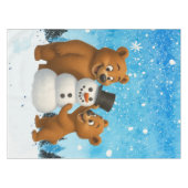 cute bears building a snowman tischdecke (Vorderseite (Horizontal))