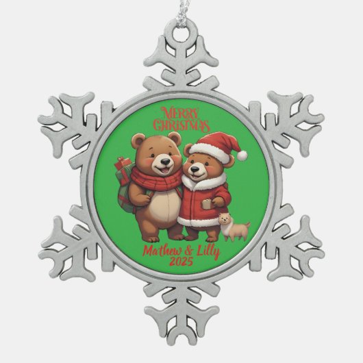 cute bears Christmas Snowflake Framed Ornament (Vorderseite)