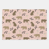 Cute Bears Footprints and Honey on Pink Blue & Red Geschenkpapier Set (Vorderseite)