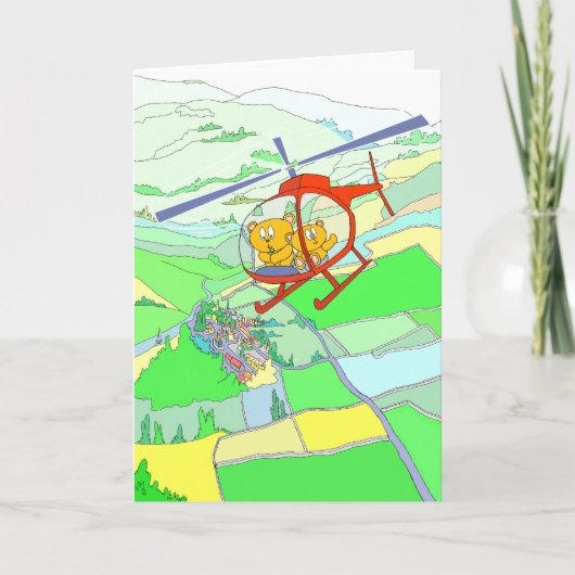 Cute Bears Helicopter Ride. Karte (Vorderseite)