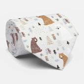 Cute Bears in the Woods Pattern Krawatte (Gerollt)
