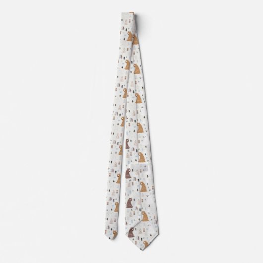 Cute Bears in the Woods Pattern Krawatte (Rückseite)