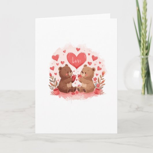 Cute Bears Valentine's Day Card Folded, Blank Karte (Vorderseite)