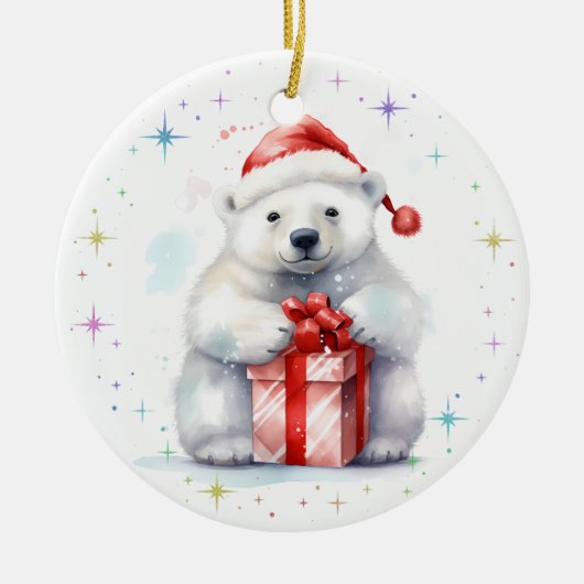Cute Beary Merry Christmas Granddaughter Keramik Ornament (Vorne)