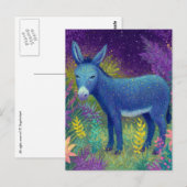 Cute Beautiful Donkey Blue Purple Postkarte (Vorne/Hinten)