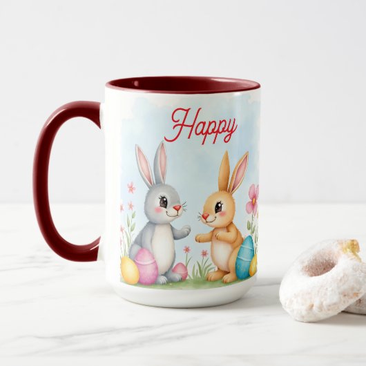 Cute Beautiful Easter Bunnies Modern Collection Tasse (Mit Donut)