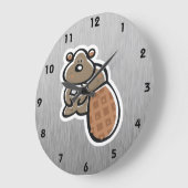Cute Beaver; Metal-look Große Wanduhr (Winkel)