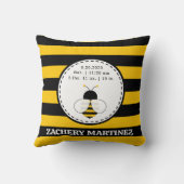 Cute Bee Baby Birth Stats Throw Pillow Kissen (Rückseite)