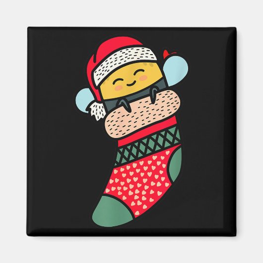 Cute Bee Baby Bumblebee In Christmas Sock Xmas Paj Magnet (Vorne)