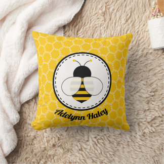 Cute Bee Birth Stats Throw Pillow Kissen