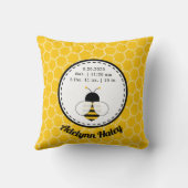 Cute Bee Birth Stats Throw Pillow Kissen (Rückseite)