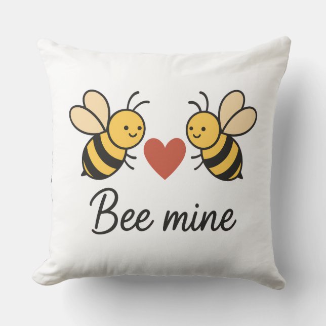 Cute Bee Couple “Bee Mine” Love Throw Pillow Kissen (Vorderseite)
