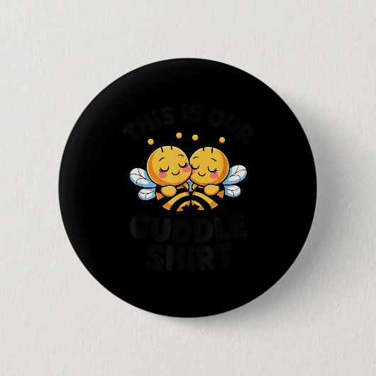 Cute Bee Couple Cuddle Funny Romantic  Button (Vorderseite)