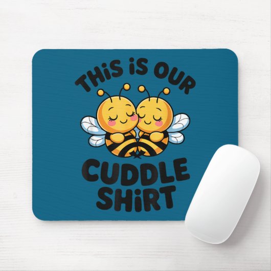 Cute Bee Couple Cuddle Funny Romantic  Mousepad (Mit Mouse)