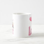 Cute Bee Fluffy Pink Love Heart Balloon Design Kaffeetasse (Mittel)