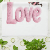 Cute Bee Fluffy Pink Love Heart Balloon  Geschirrtuch (Gefaltet)