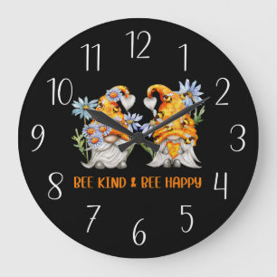 cute bee gnome insect lovers word art große wanduhr