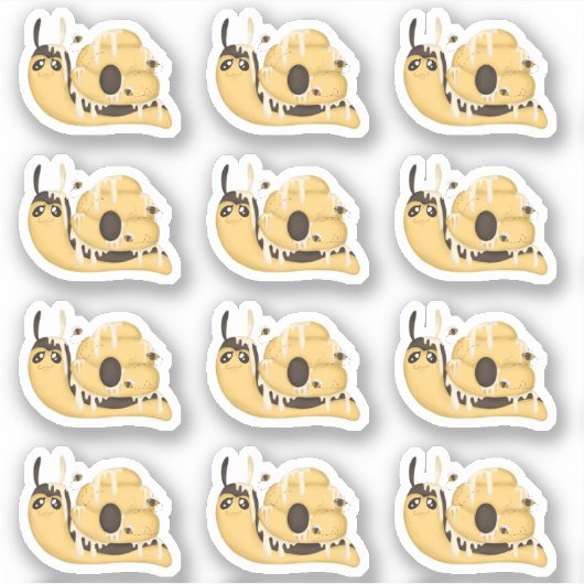 Cute Bee Hive and Honey Snail Stickers Aufkleber (Vorderseite)