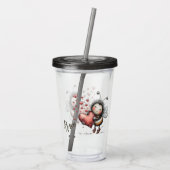 Cute Bee Holding Heart Acryltrinkbecher (Rückseite)