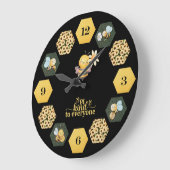Cute Bee Honeycomb and Sunflower Große Wanduhr (Winkel)