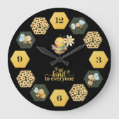 Cute Bee Honeycomb and Sunflower Große Wanduhr (Vorderseite)