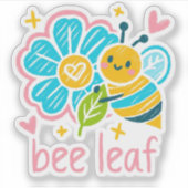 Cute Bee Leaf Floral for Teacher appreciation Aufkleber (Vorderseite)