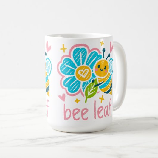 Cute Bee Leaf  Inspirational for Yoga practitioner Kaffeetasse (VorderseiteRechts)