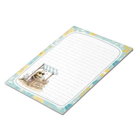Cute Bee Lemonade Stand Full Page Lined Stationery Notizblock (angewinkelt)