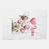 Cute Bee Love Heart Balloon Spring Flowers Geschirrtuch (Horizontal)
