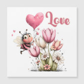 Cute Bee Love Heart Balloon Spring Flowers Magnet (Vorderseite)