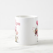 Cute Bee Love Heart & Floral  Kaffeetasse (Mittel)