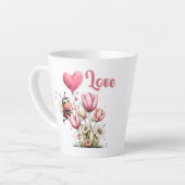 Cute Bee Love Heart & Floral  Milchtasse (Linke Ecke)