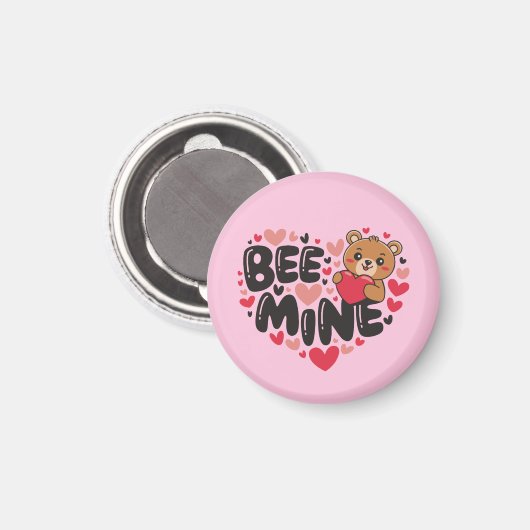 Cute Bee Mine Teddy Bear Valentine's Day Magnet (Vorderseite/Rückseite)