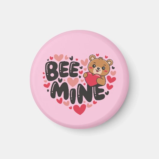 Cute Bee Mine Teddy Bear Valentine's Day Magnet (Vorne)
