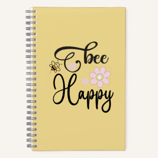 Cute Bee & Pink Daisy Floral Spiral Notebook | Kaw Notizblock