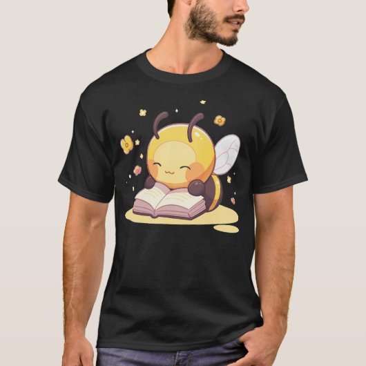 Cute Bee Reading Book Teacher Student Reader Graph T-Shirt (Vorderseite)