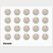 Cute Bee & Smiling Flowers Sticker - Pastel Floral (Blatt)
