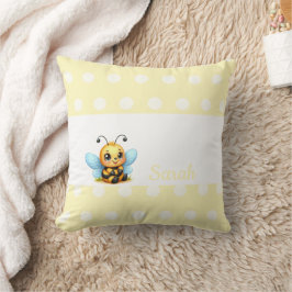 Cute Bee with Yellow Poka Dots-Customizable Kissen