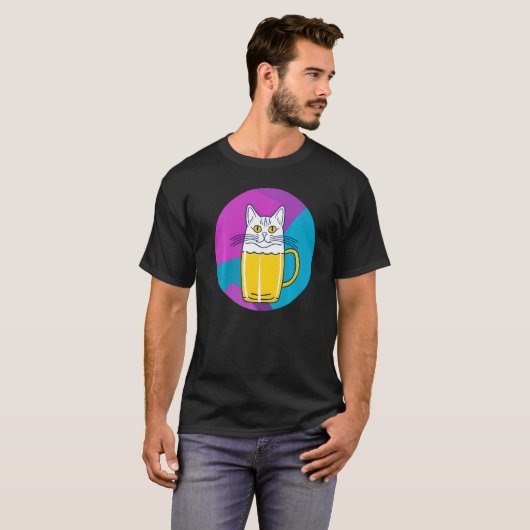 Cute Beer Cat Part Cat and Part Beer glass T-Shirt (Vorne ganz)