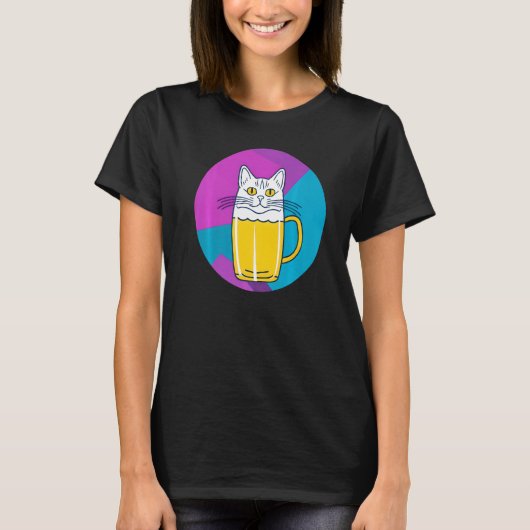 Cute Beer Cat Part Cat and Part Beer glass T-Shirt (Vorderseite)