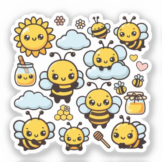 Cute bees aufkleber (Vorderseite)